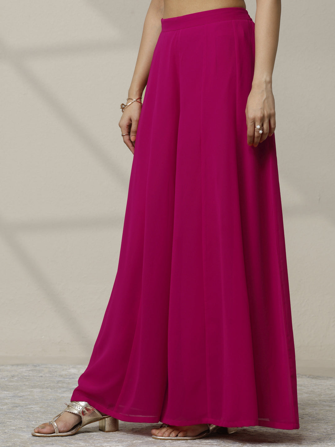  Libas Art Pink Embroidered Silk Blend Co-Ord Set 