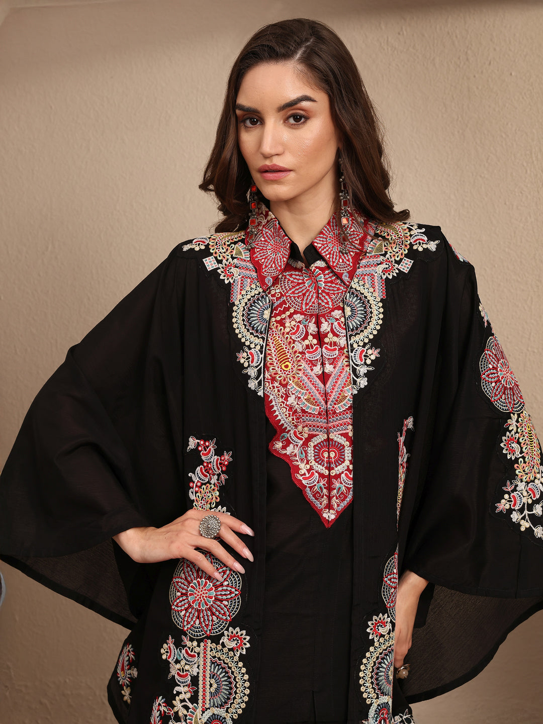  Libas Art Black Embroidered Crepe Co-Ord Set 