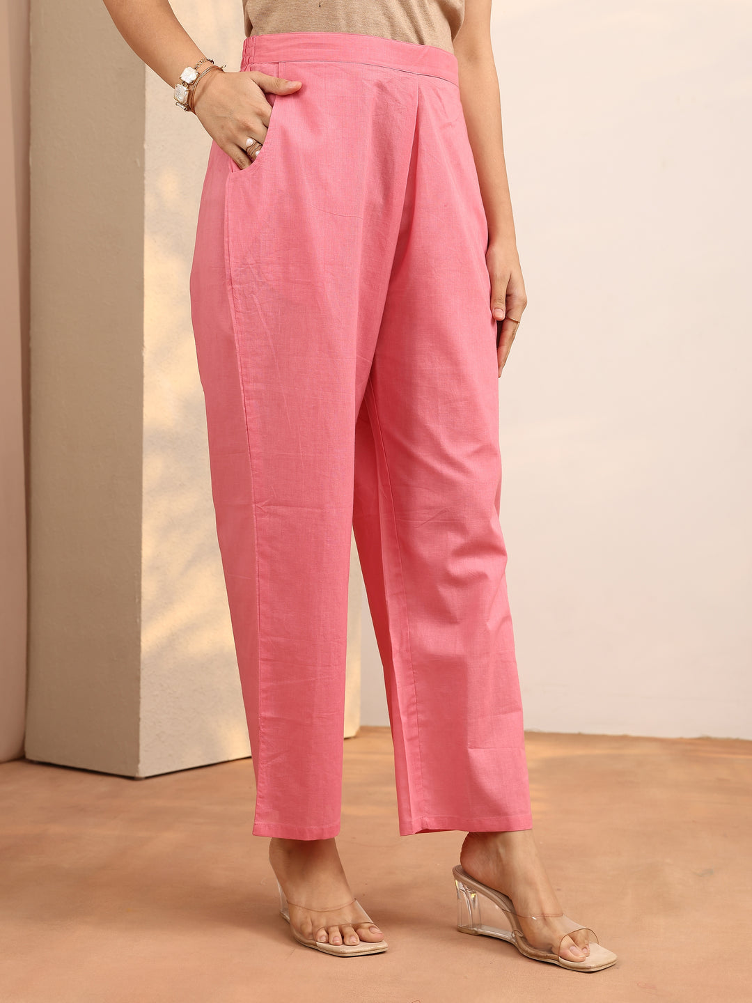  Peach Embroidered Silk Blend Straight Suit Set With Dupatta 