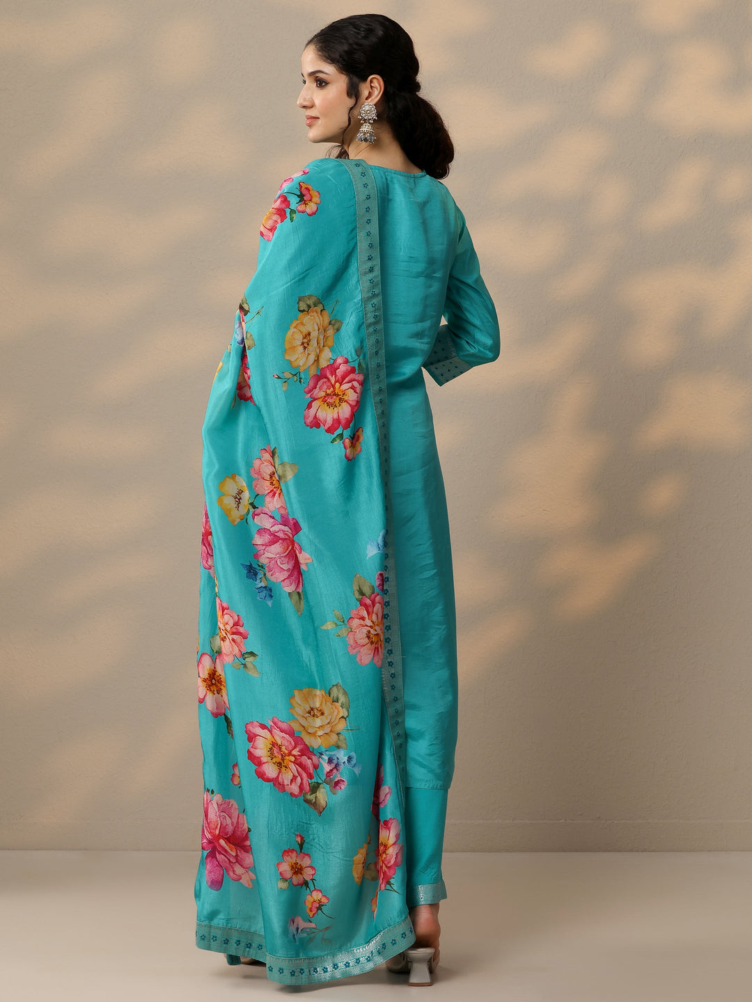 Libas Design Buy Libas Blue Woven Design Silk Blend Straight Suit Set With Dupatta ...