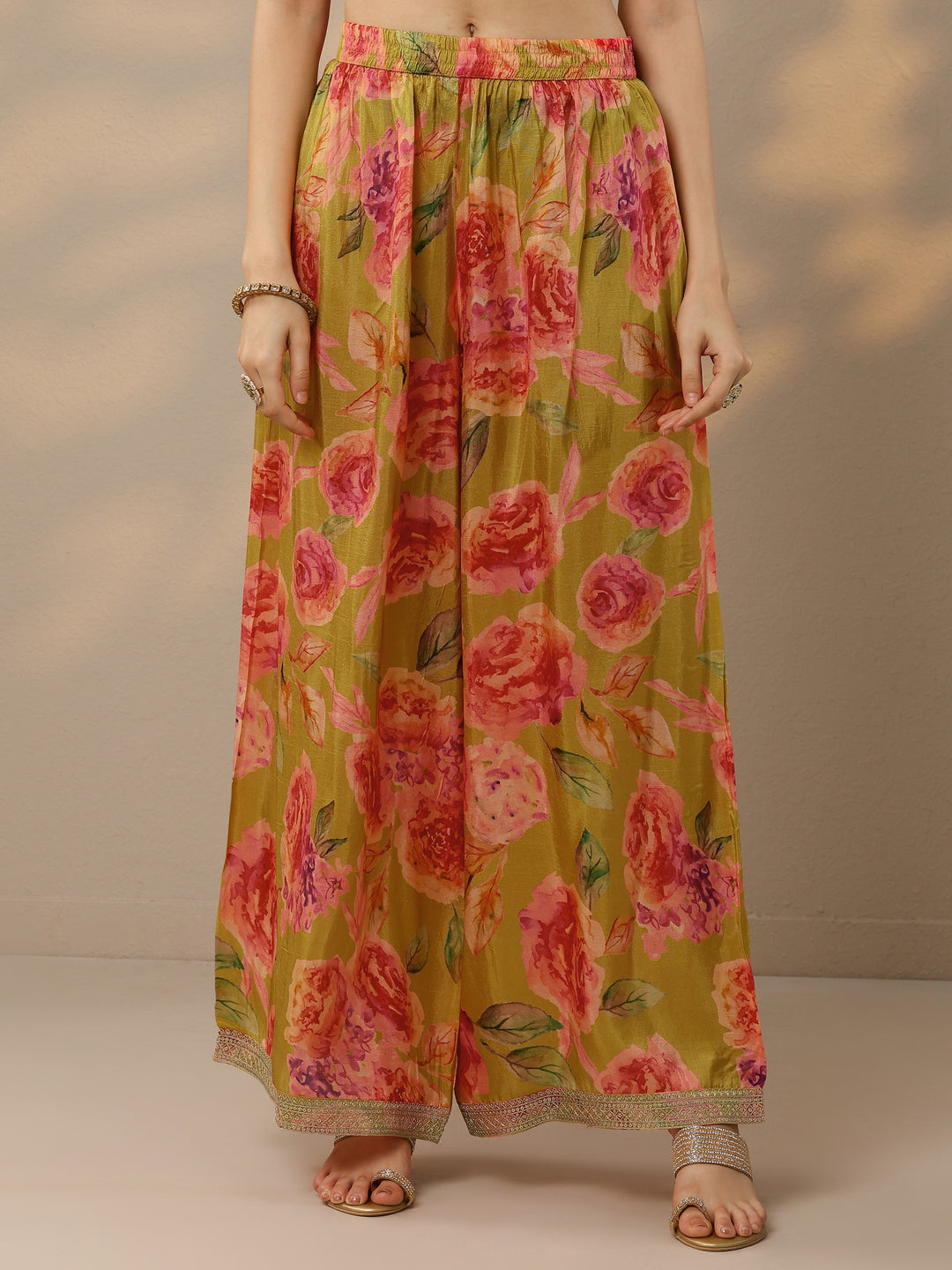 Mustard Printed Silk Blend Straight Suit Set With Dupatta 