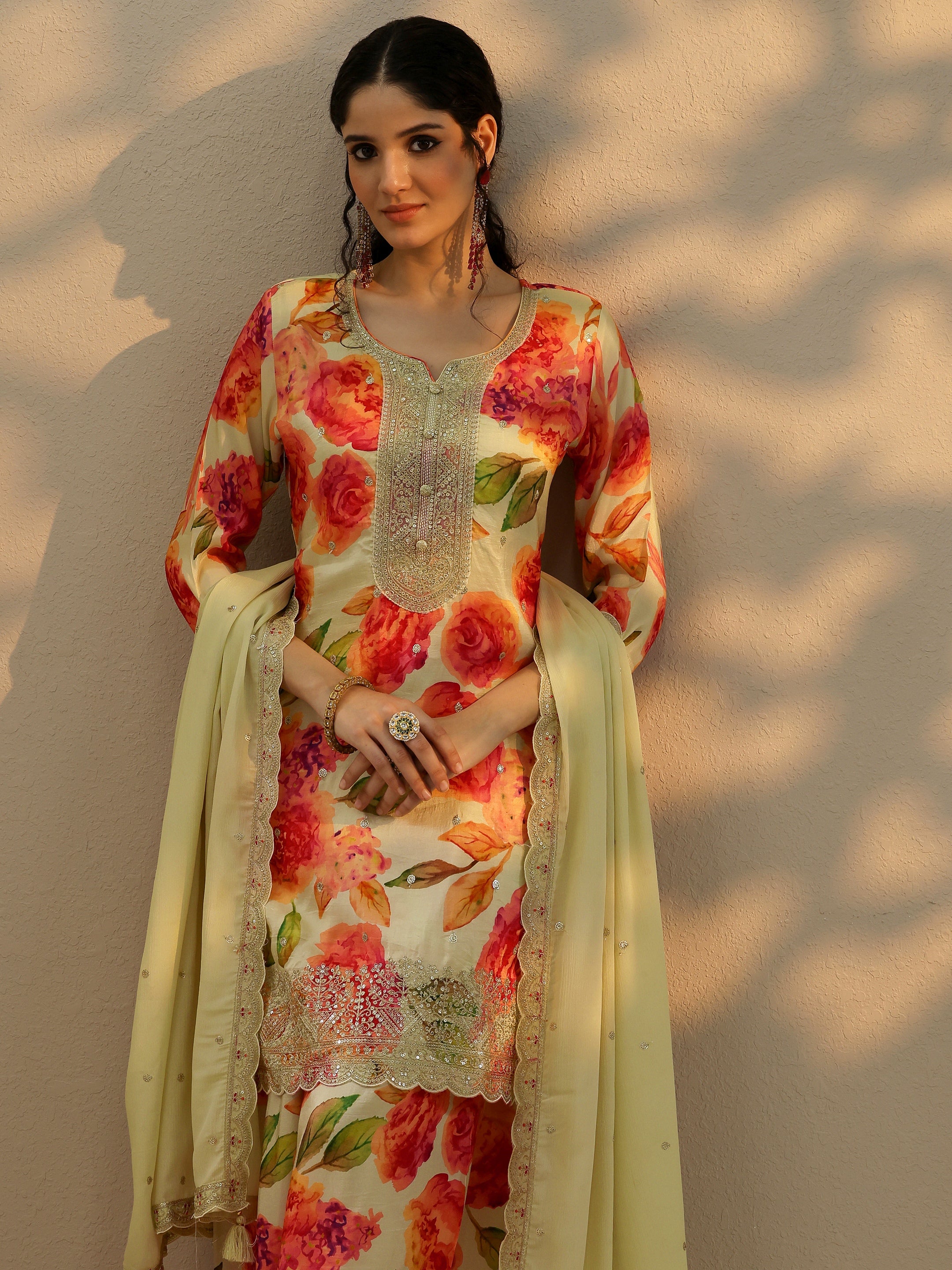 libas Off White Printed Silk Blend Straight Suit Set With Dupatta-picture-24