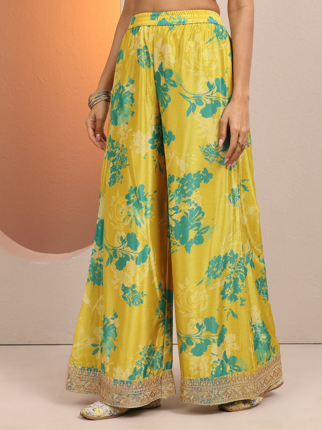  Yellow Printed Chinon Straight Suit Set With Dupatta 