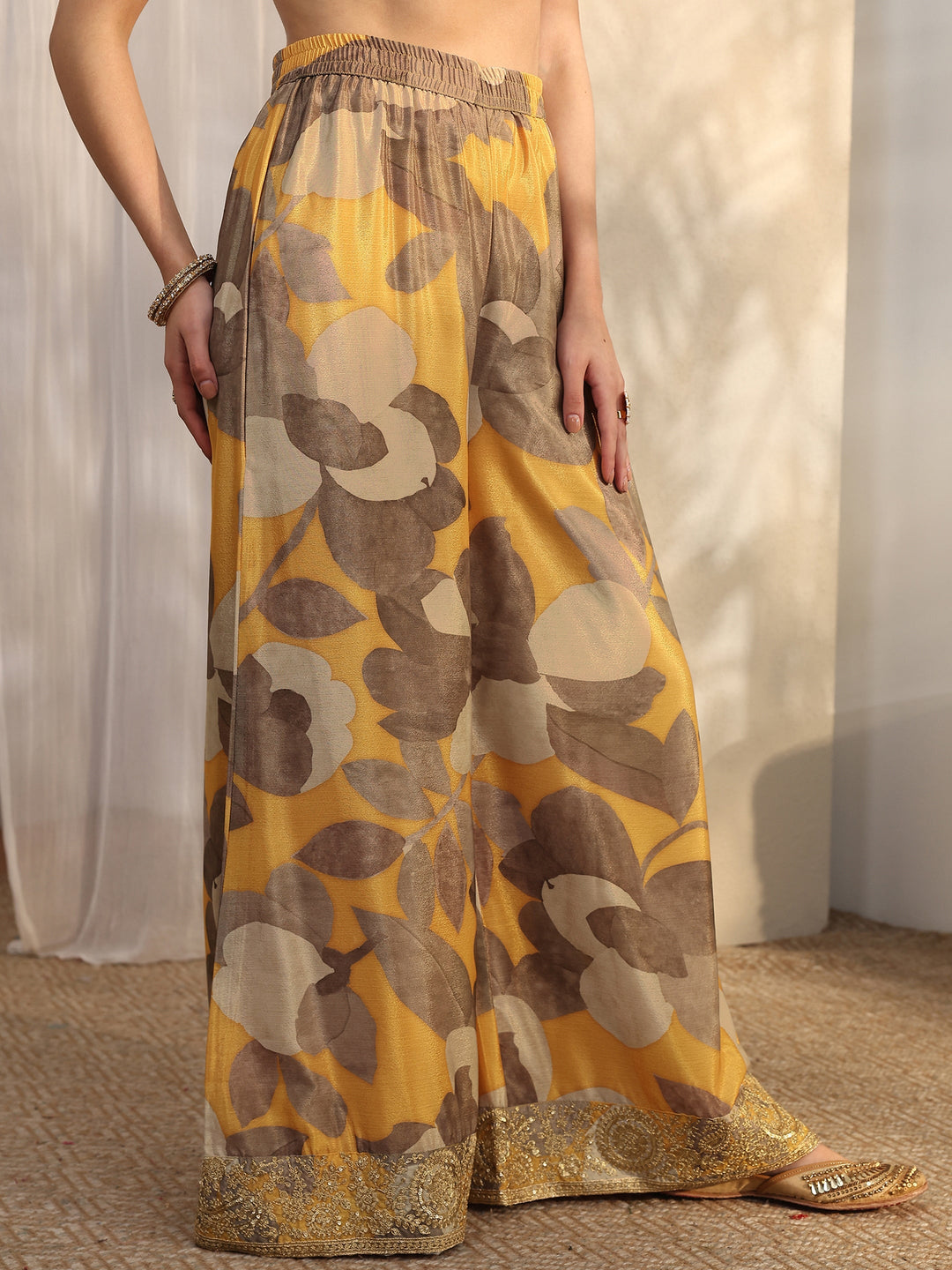  Mustard Printed Chinon Straight Suit Set With Dupatta 