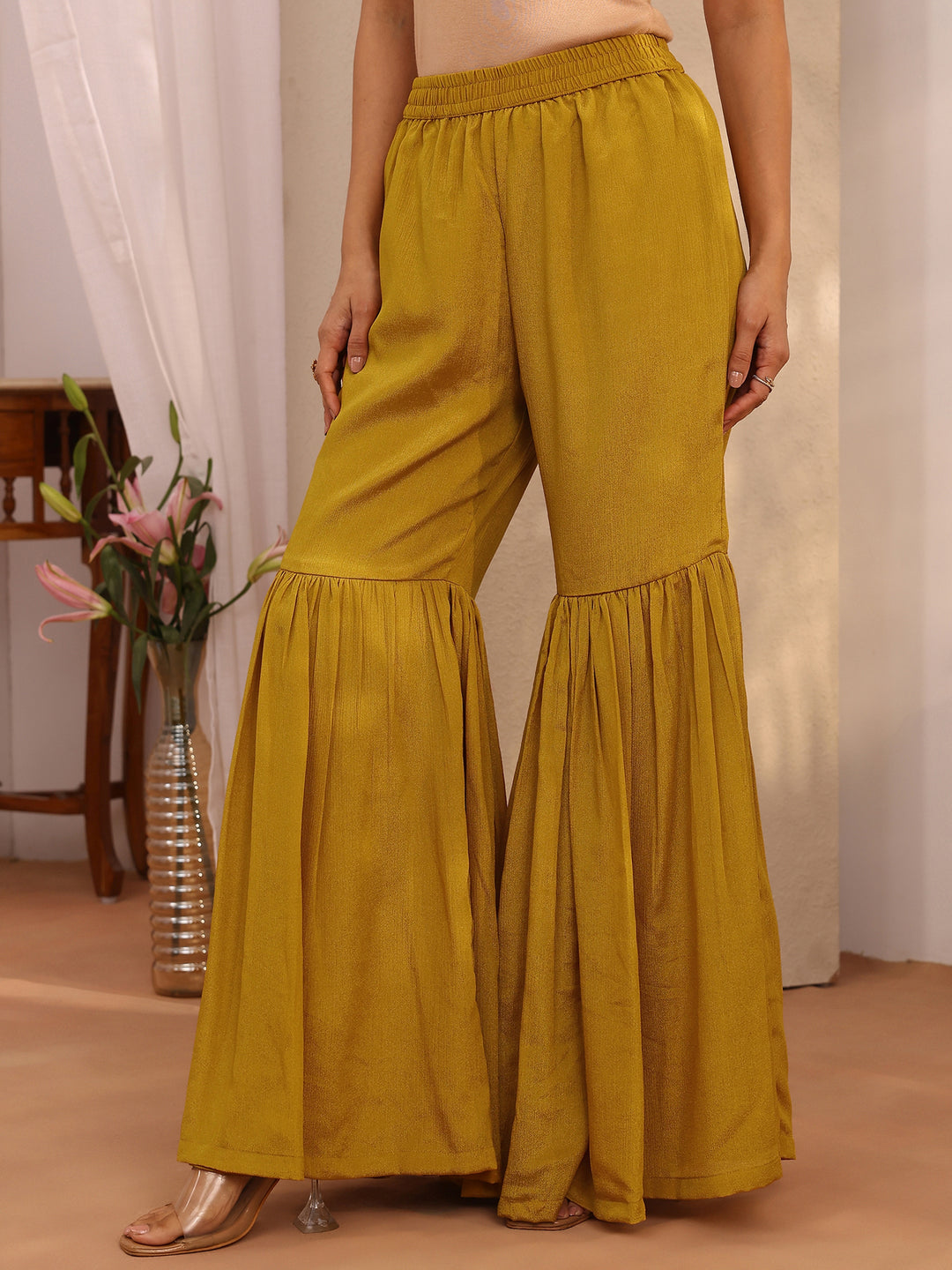  Mustard Printed Chinon Straight Suit Set With Dupatta 