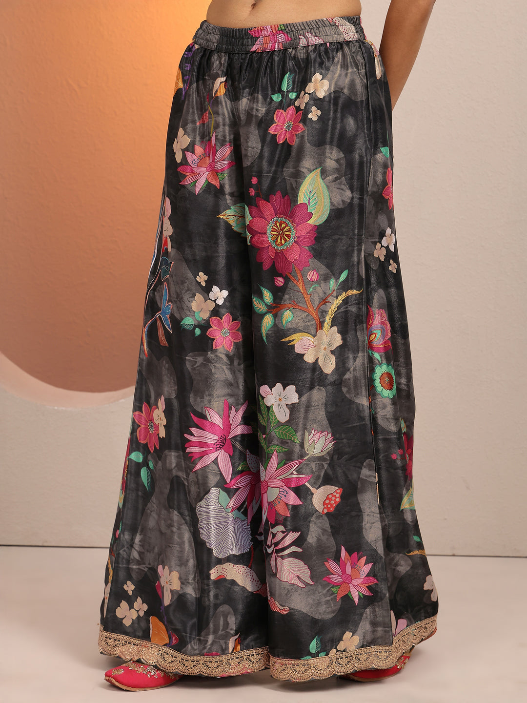  Black Printed Chinon Straight Suit Set With Dupatta 