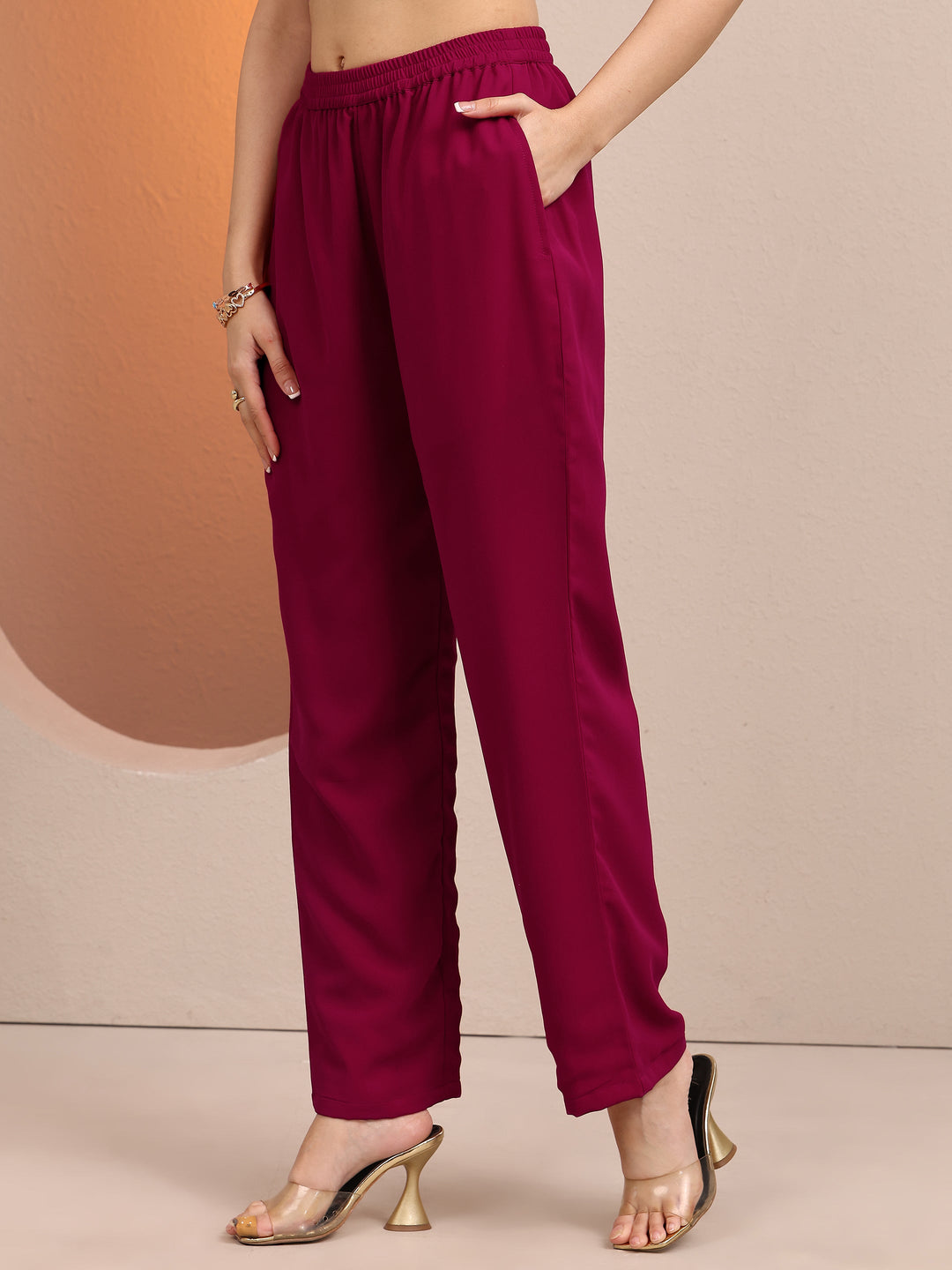  Pink Embroidered Georgette Anarkali Suit Set With Dupatta 