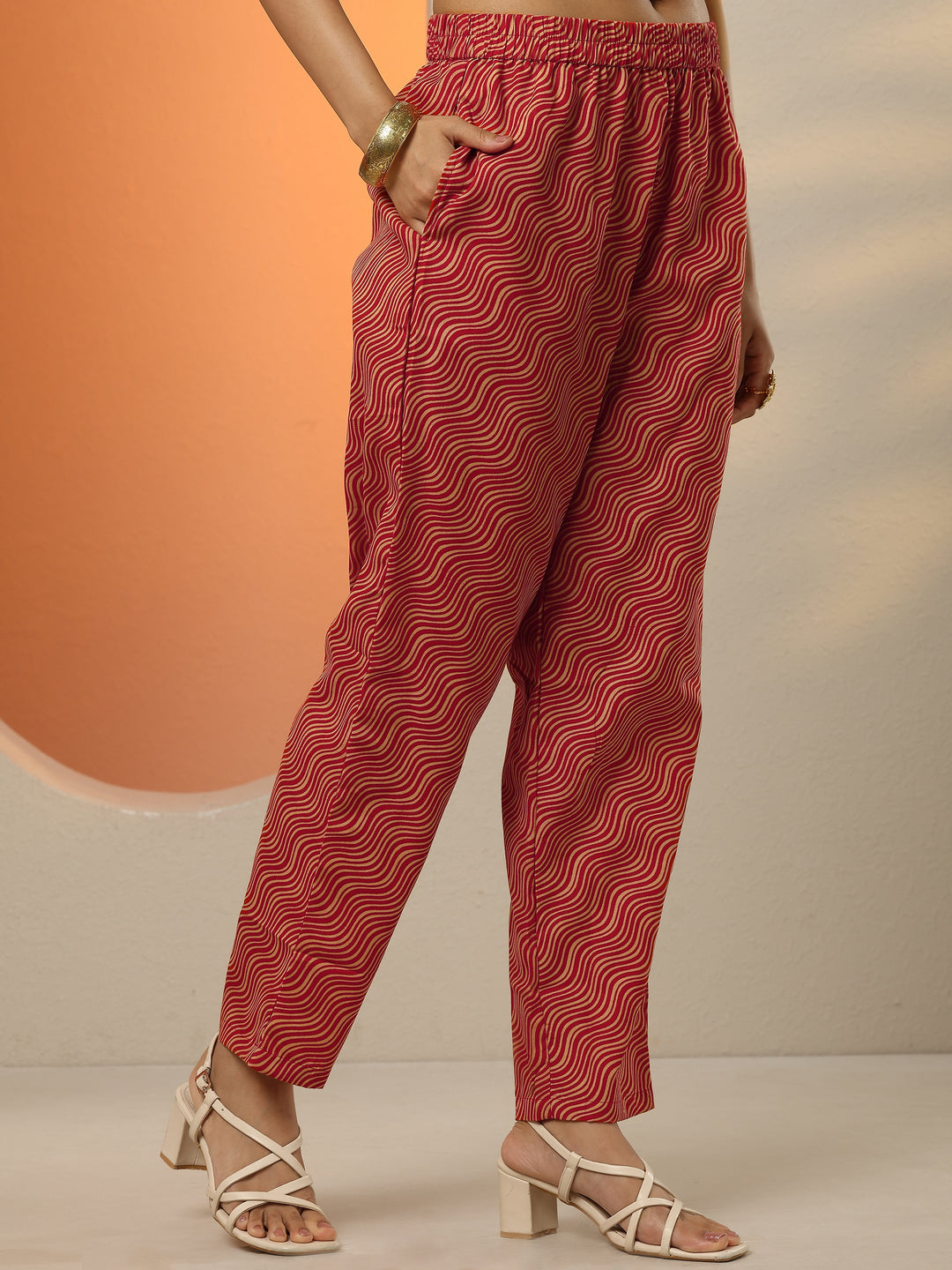  Red Printed Cotton Blend  Straight Suit Set With Dupatta 