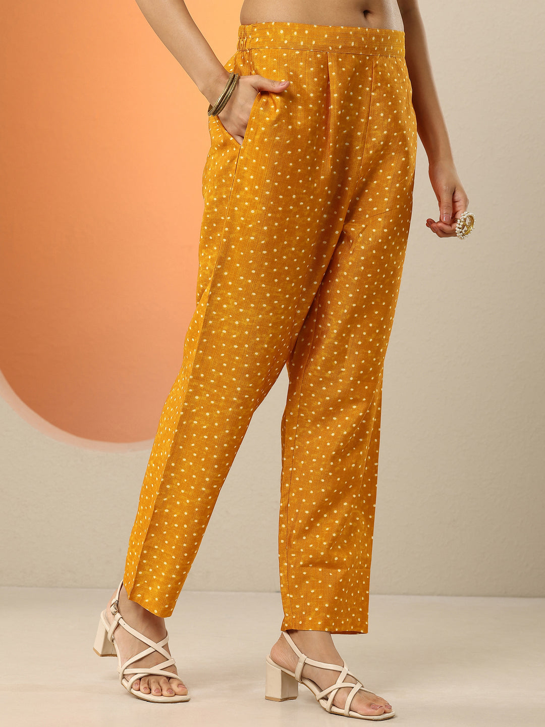  Mustard Bandhani Printed Silk blend Straight Suit Set With Dupatta 