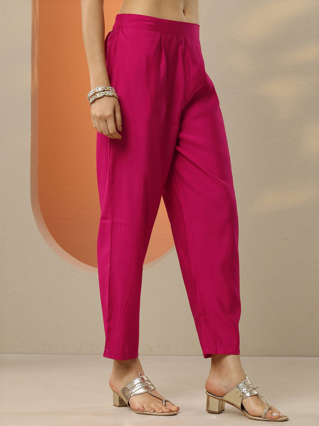  Pink Printed Silk Blend  Straight Suit Set With Dupatta 