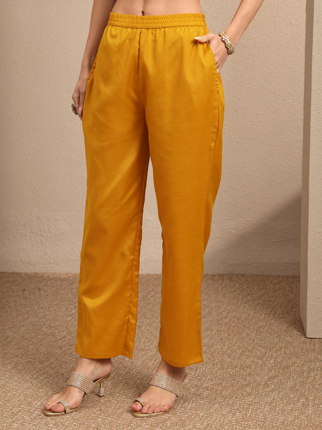  Yellow Embroidered Georgette Straight Suit Set With Dupatta 