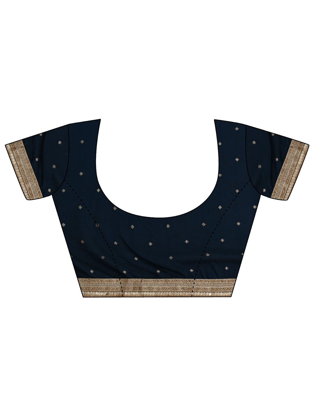  Navy Blue Striped Woven Design Chiffon Saree With Unstitched Blouse Piece 