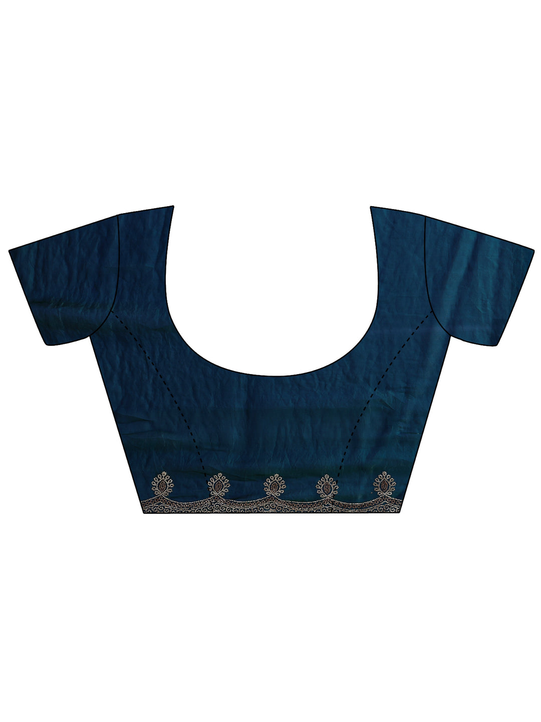  Blue Solid Satin Saree With Unstitched Blouse Piece 