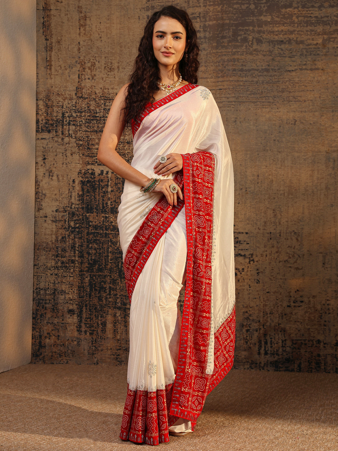Beige Printed Silk Blend A-Line Kurti