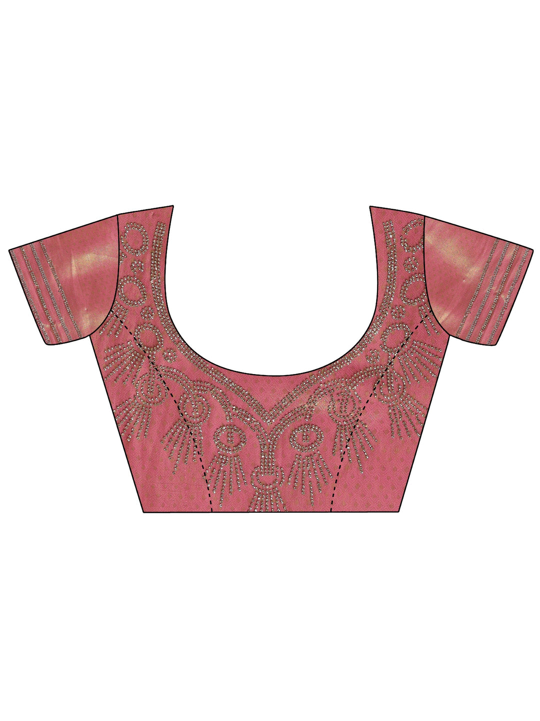  Pink Embellished Border Silk Blend Saree With Unstitched Blouse Piece 