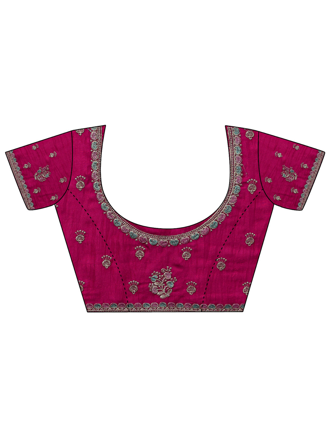  Pink Floral Embellished Silk Blend Saree With Unstitched Blouse Piece 