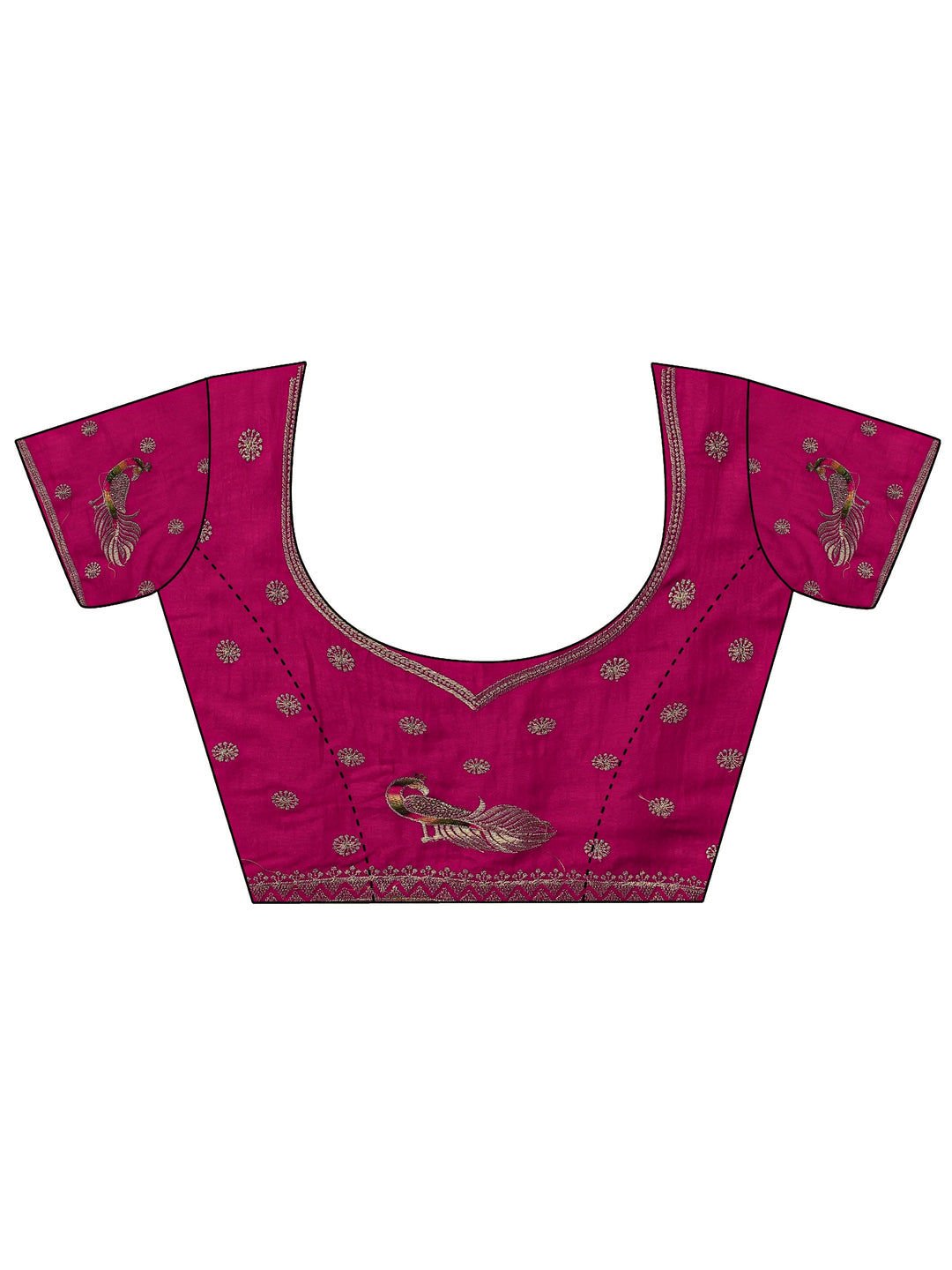  Pink Floral Embellished Silk Blend Saree With Unstitched Blouse Piece 