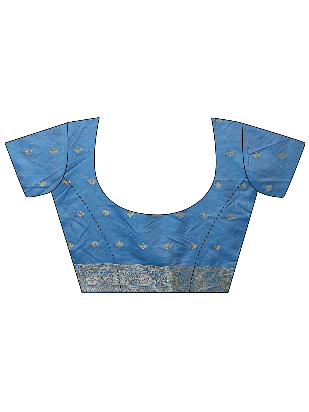  Blue Floral Woven Design Silk Blend Saree With Unstitched Blouse Piece 
