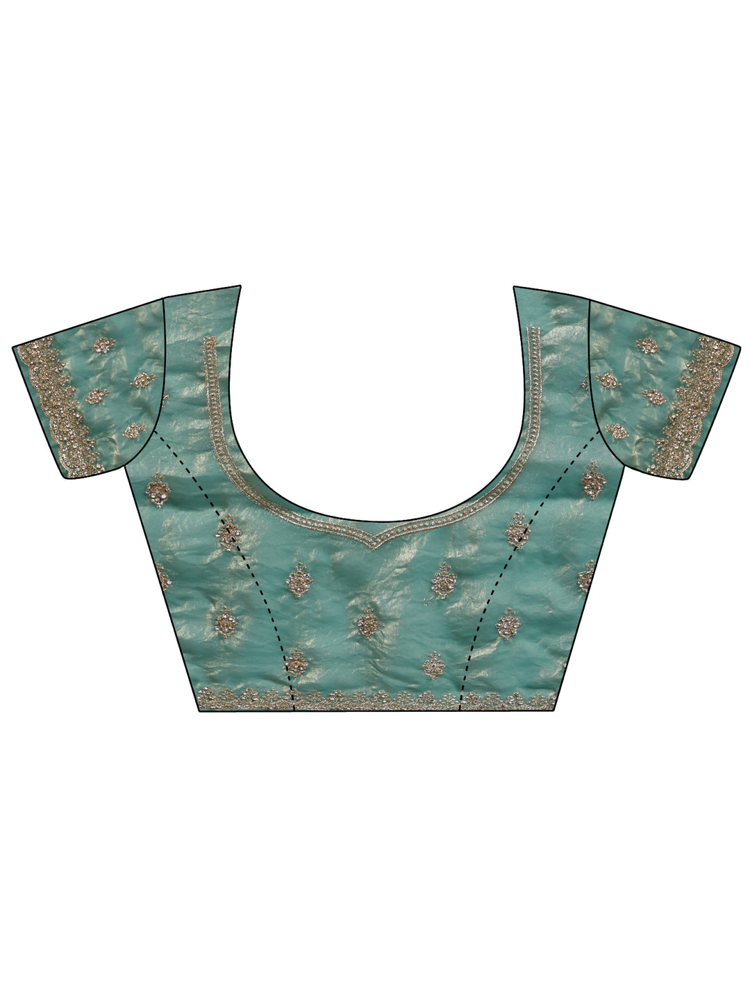  Libas Art Sea Green Embellished Tissue Saree With Unstitched Blouse Piece 