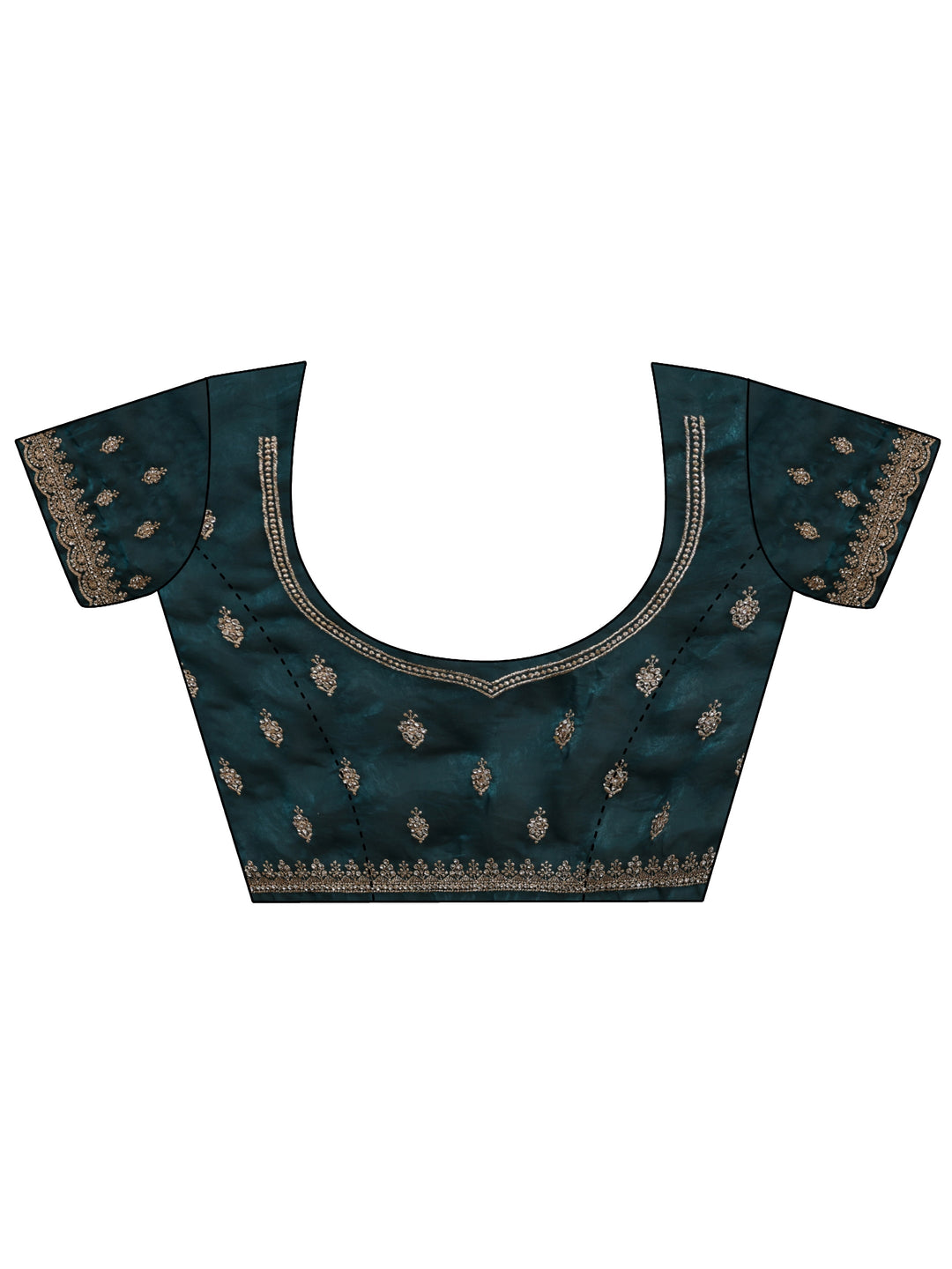  Libas Art Navy Blue Embellished Tissue Saree With Unstitched Blouse Piece 