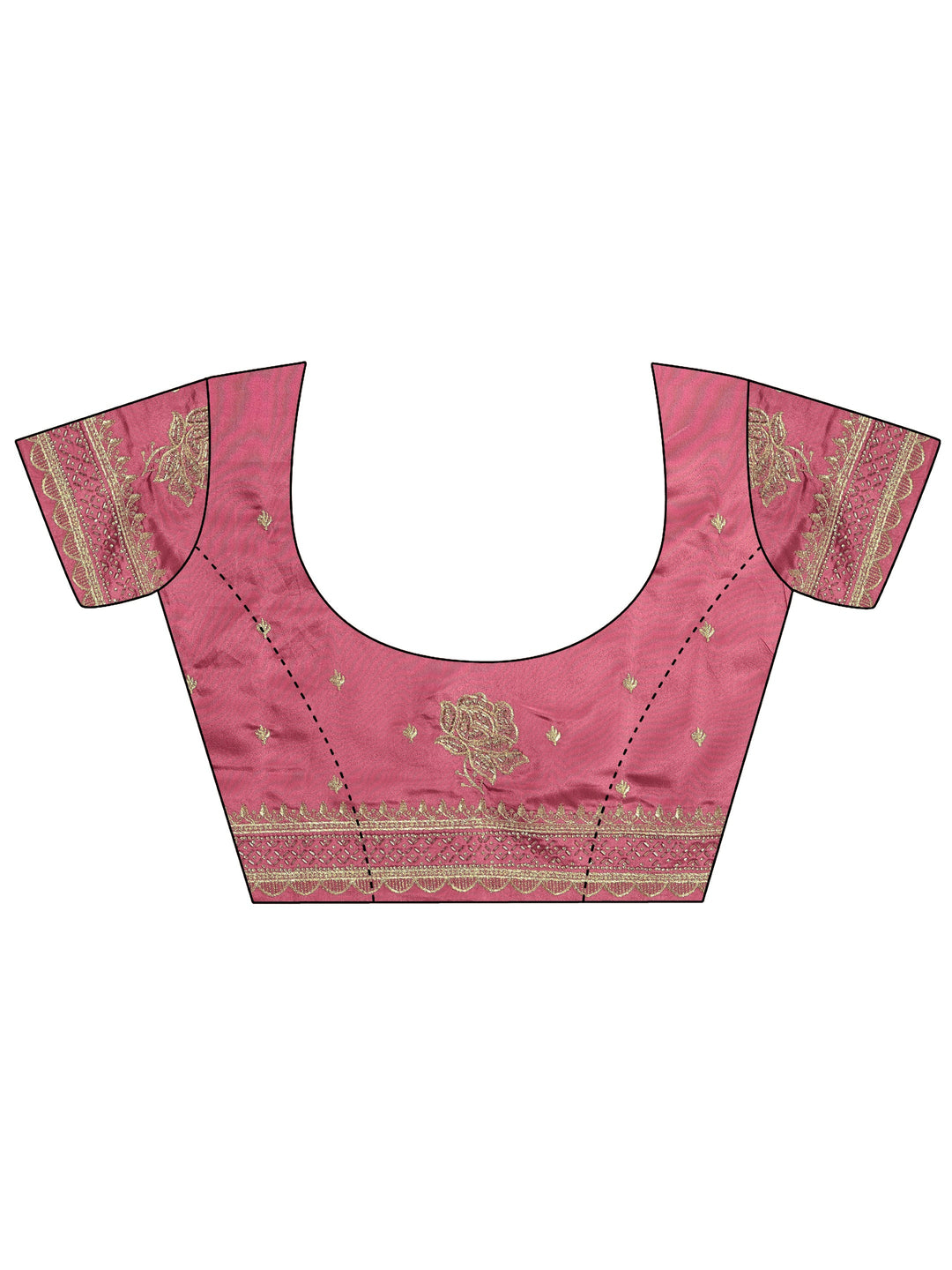  Mauve Floral Embroidered Satin Saree With Unstitched Blouse Piece 
