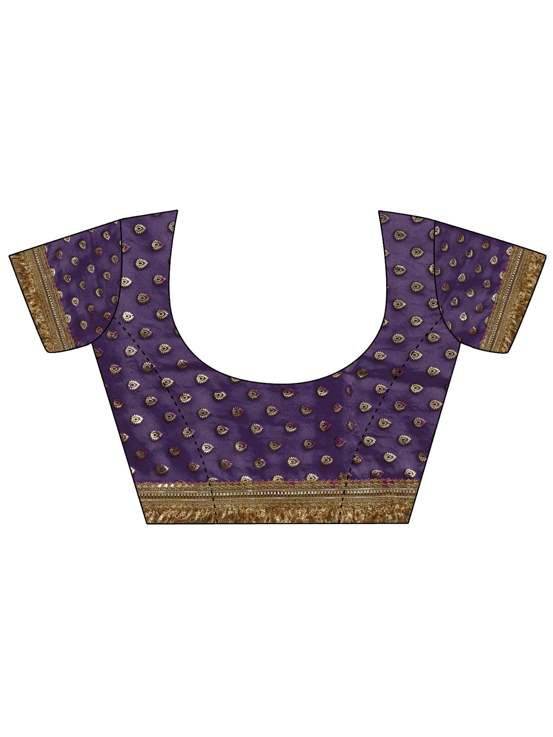  Purple Solid Chiffon Saree With Unstitched Blouse Piece 