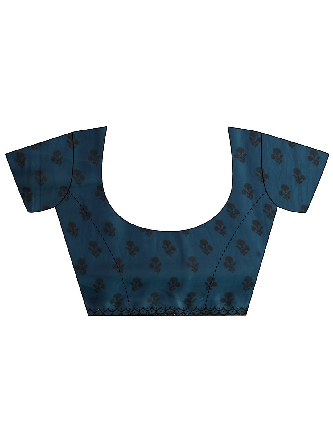  Libas Blue Floral Embellished Tissue Saree With Unstitched Blouse Piece 