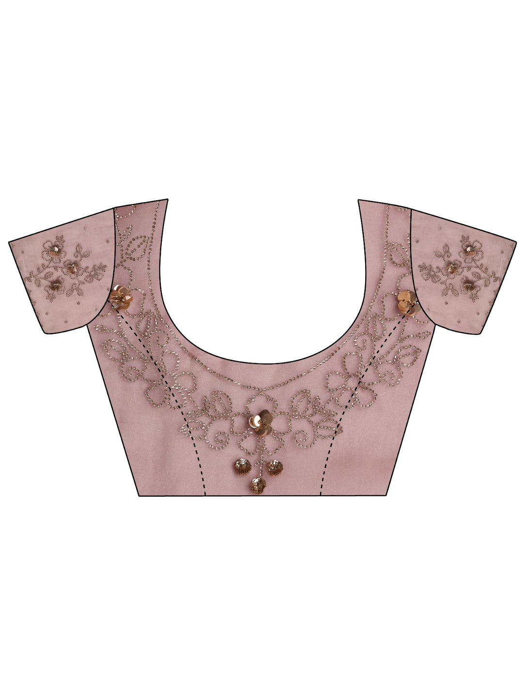  Libas Pink Embellished Organza Saree With Unstiched Blouse Piece 