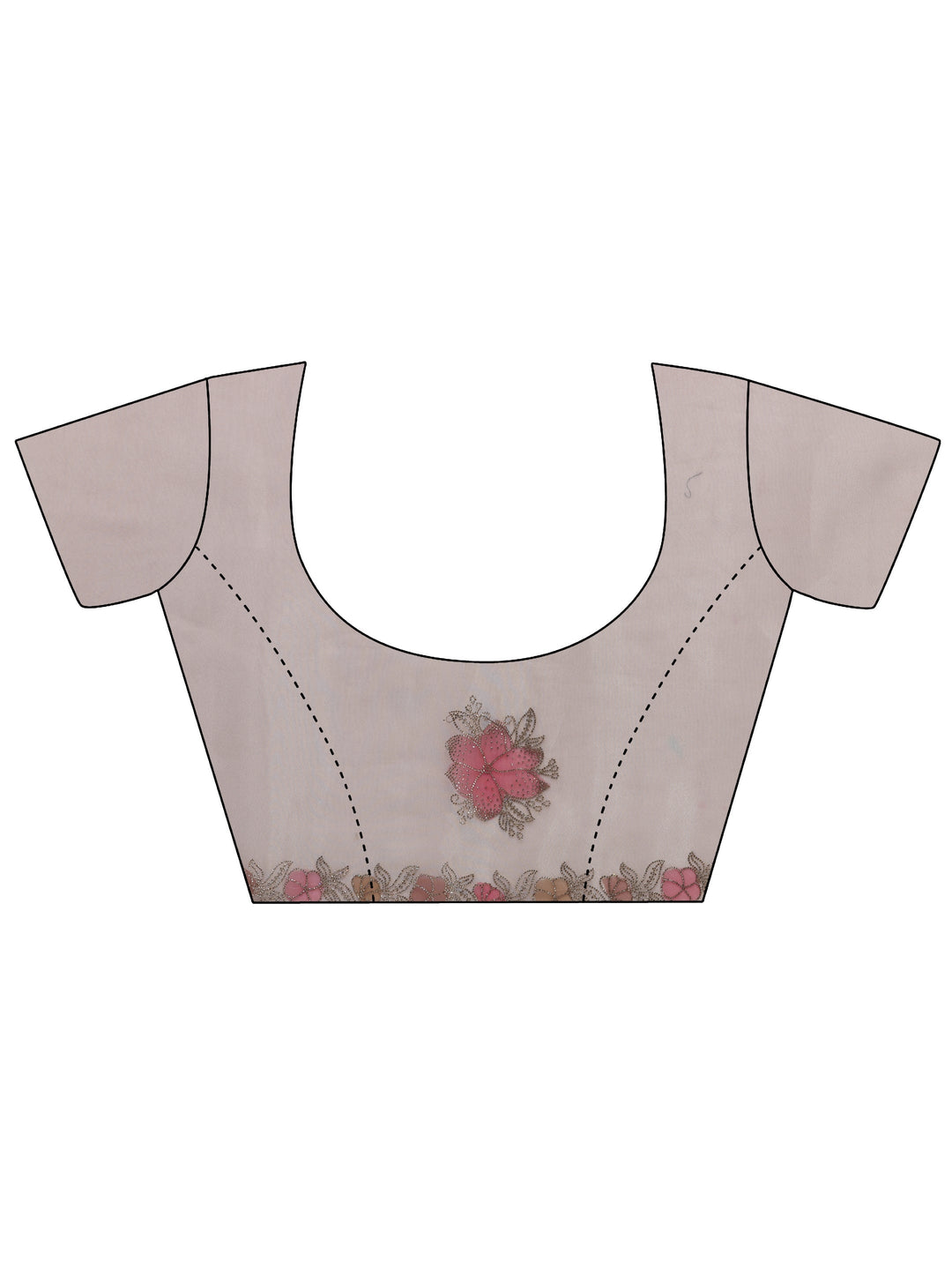  Libas Ivory Floral Embellished Organza Sareewith Unstitched Blouse Piece 