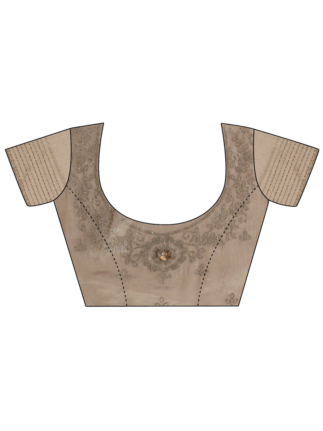  Libas Taupe Embellished Chiffon Saree With Unstitched Blouse Piece 