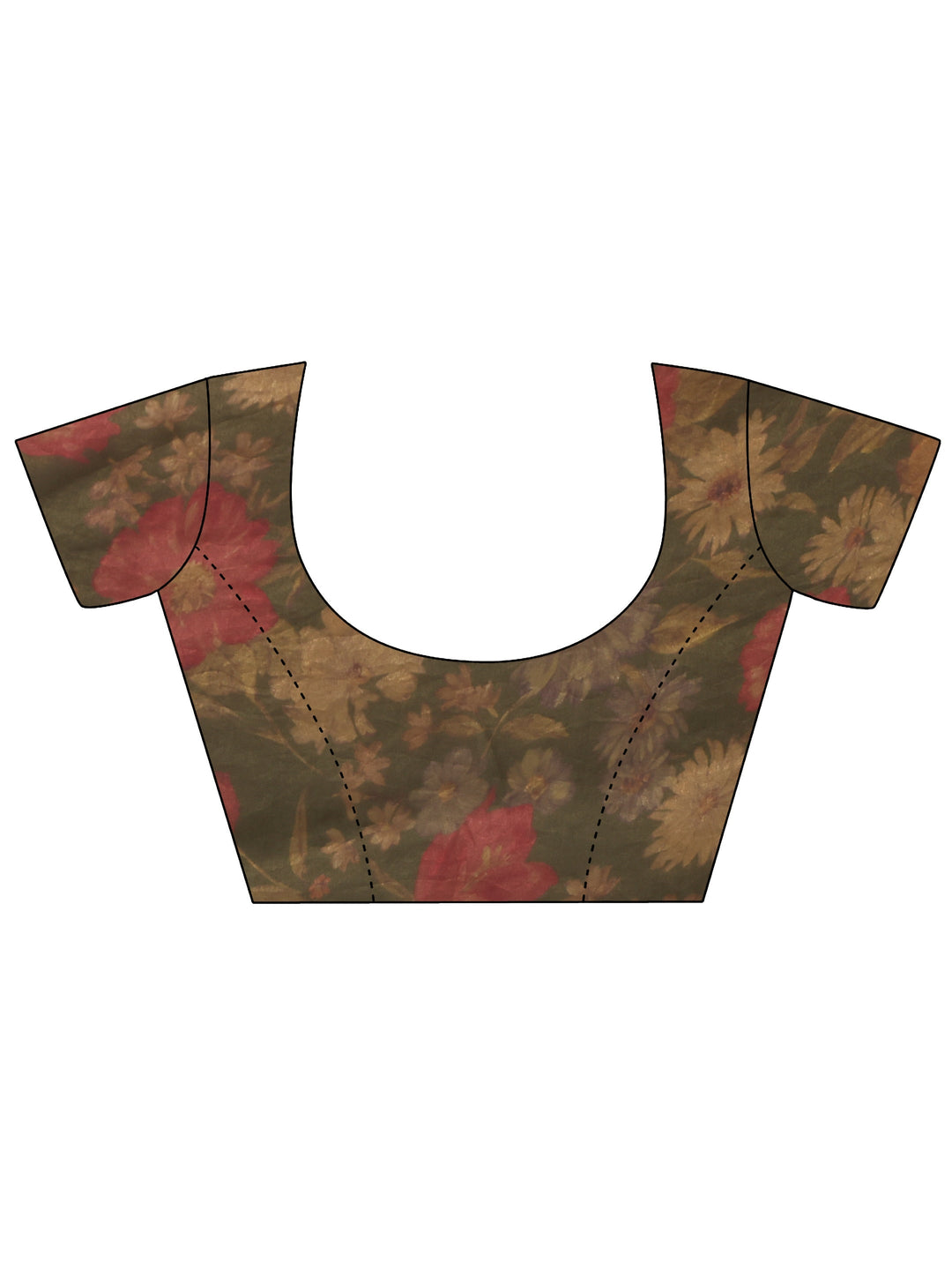  Libas Green Floral Embellished Tissue Saree With Unstitched Blouse Piece 
