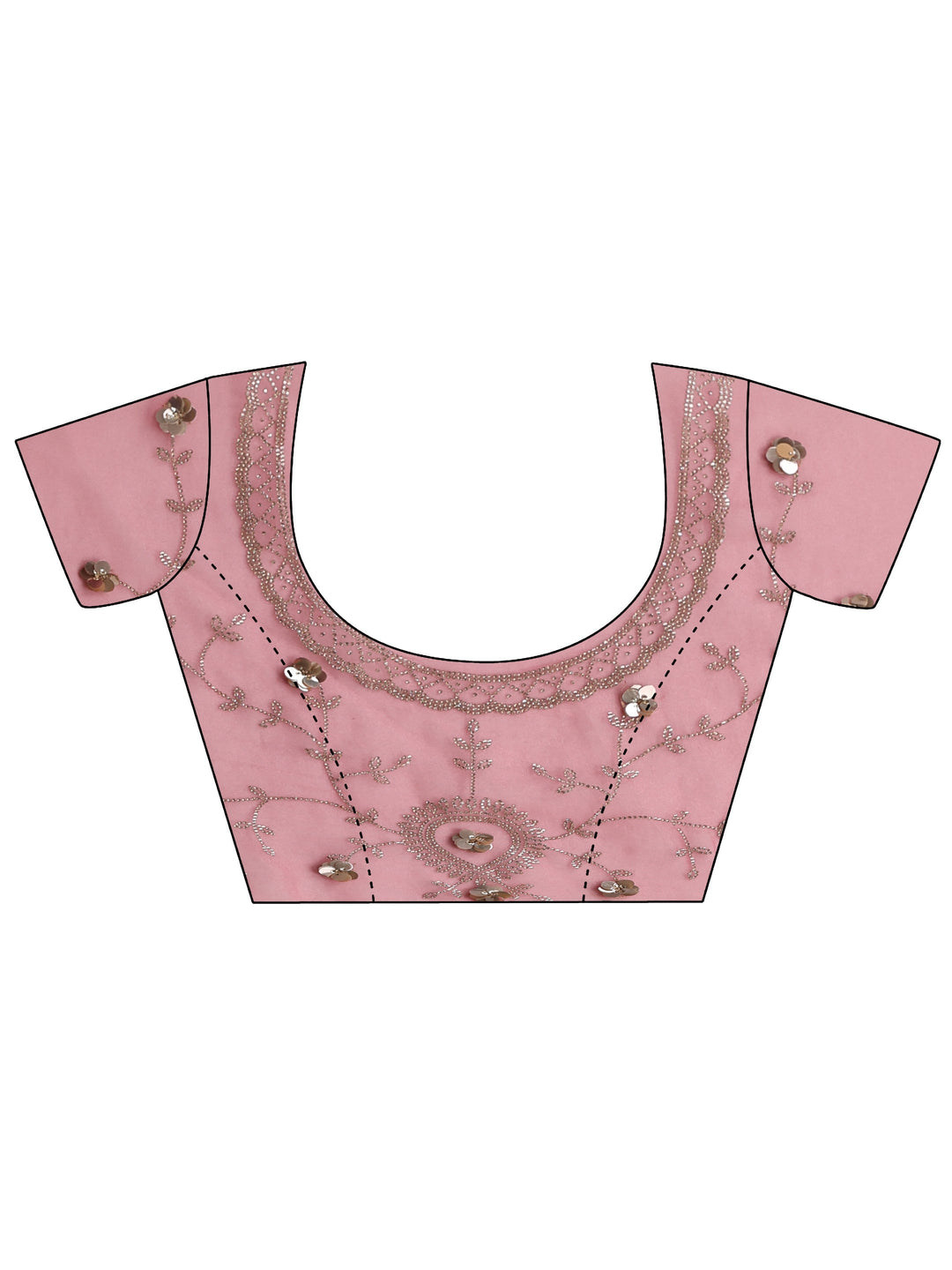  Pink Embellished Border Ombre Tissue Saree With Unstitched Blouse Piece 
