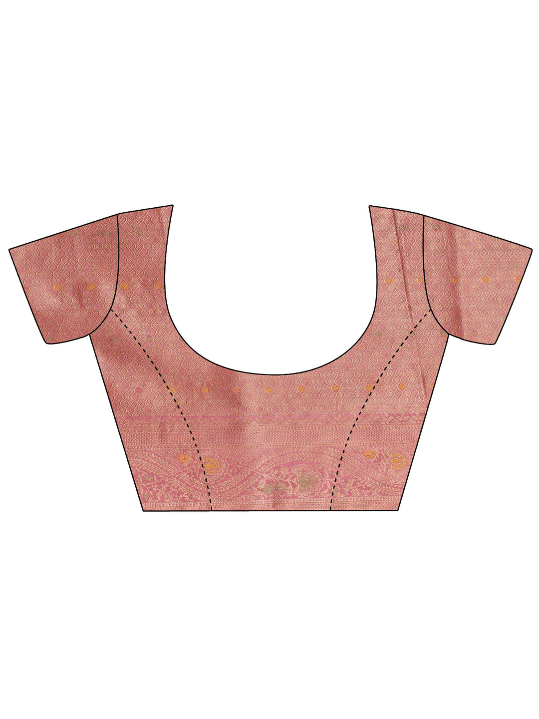  Pink Floral Woven Design Silk Blend Saree 