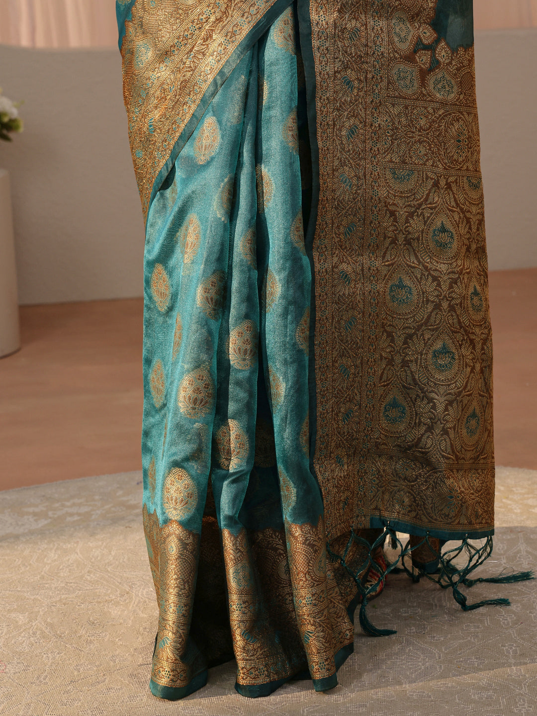 Blue Banarasi Silk Blend Saree 