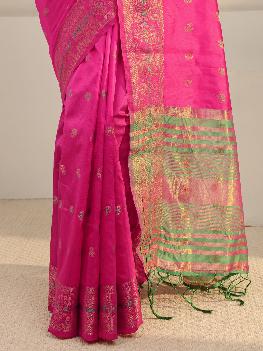  Pink Ethnic Woven Design Silk Blend Saree With Unstitched Blouse Piece 