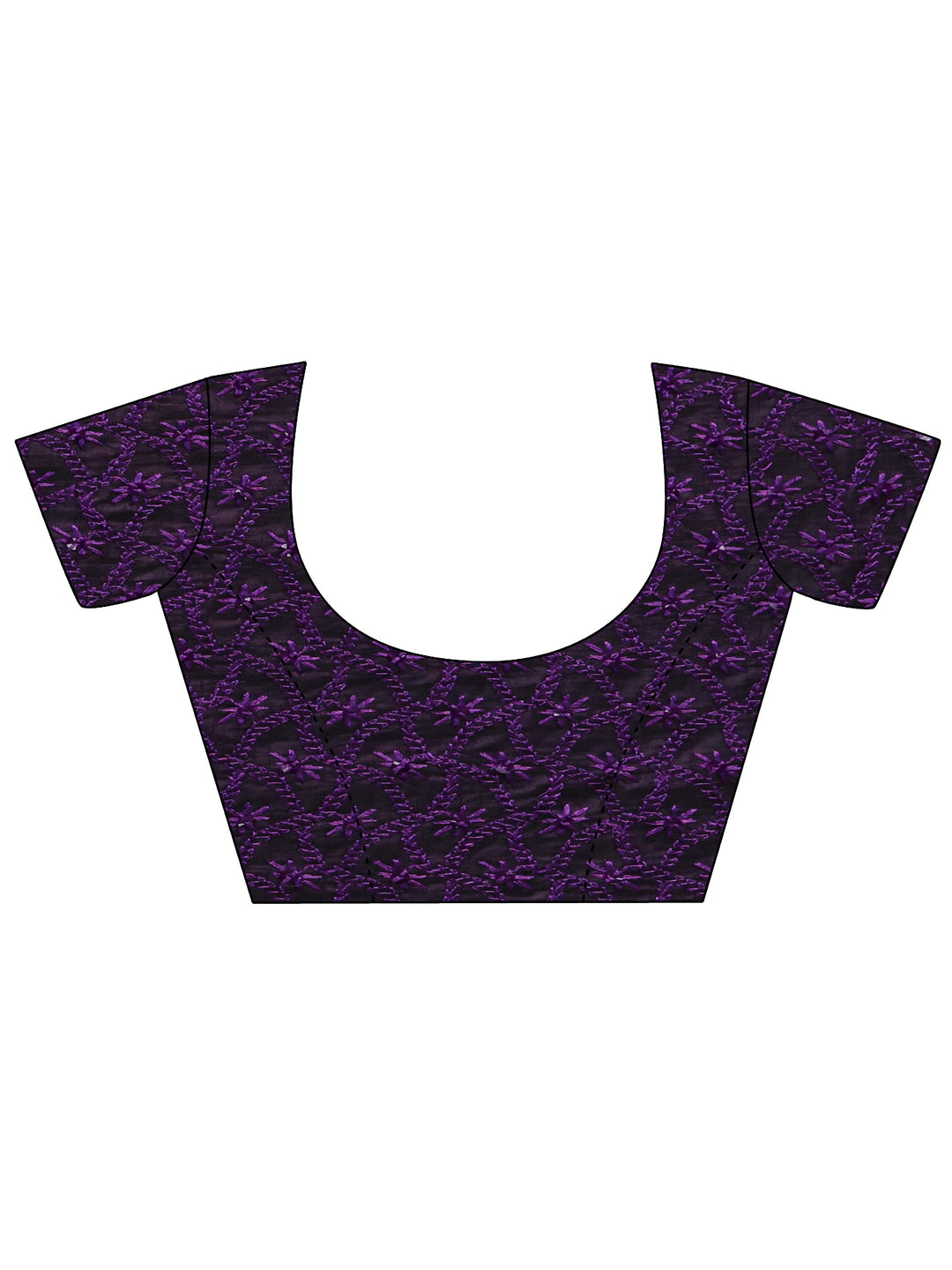  Purple Solid Chiffon Saree With Unstitched Blouse Piece 