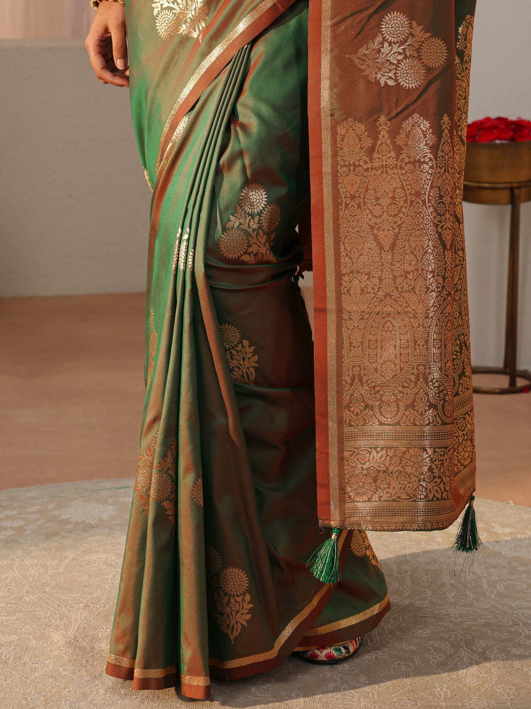  Libas Green Kanjeevaram Silk Blend Saree 