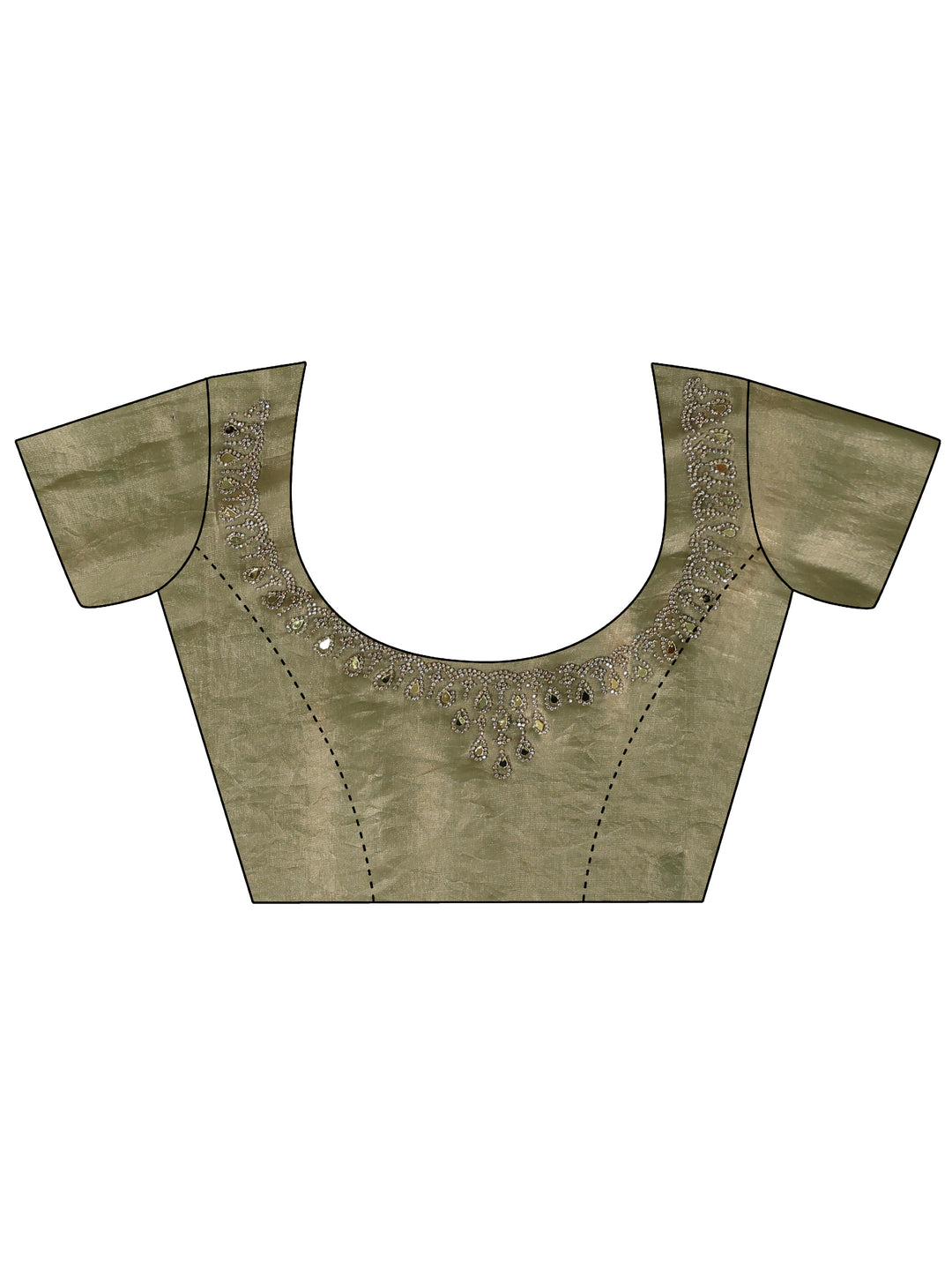  Green Embellished Tissue Saree 