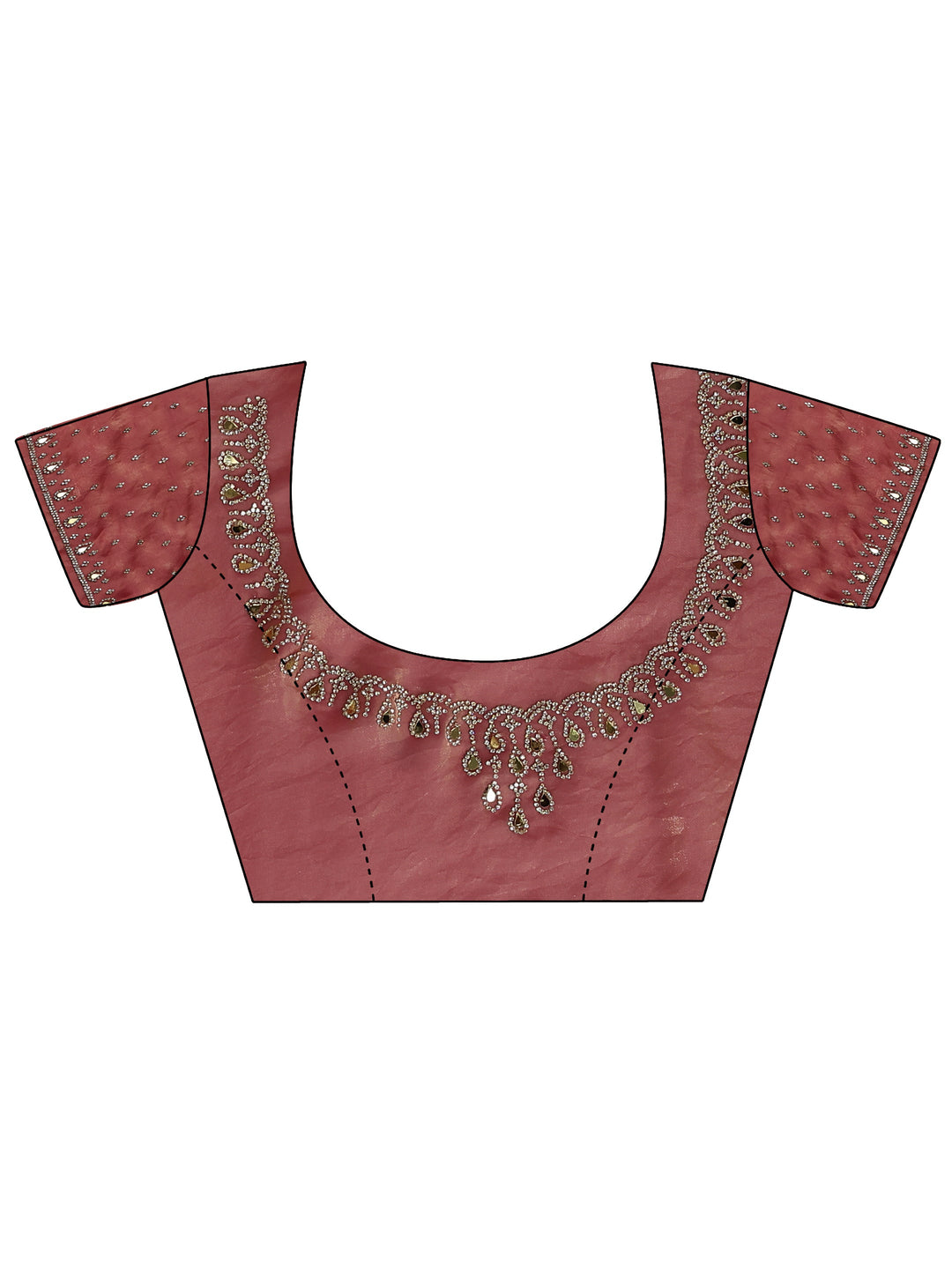  Pink Embellished Tissue Saree 