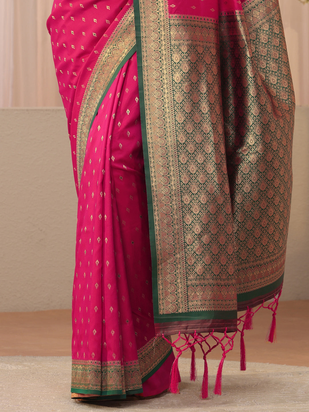  Libas Pink Kanjeevaram Silk Blend Saree 