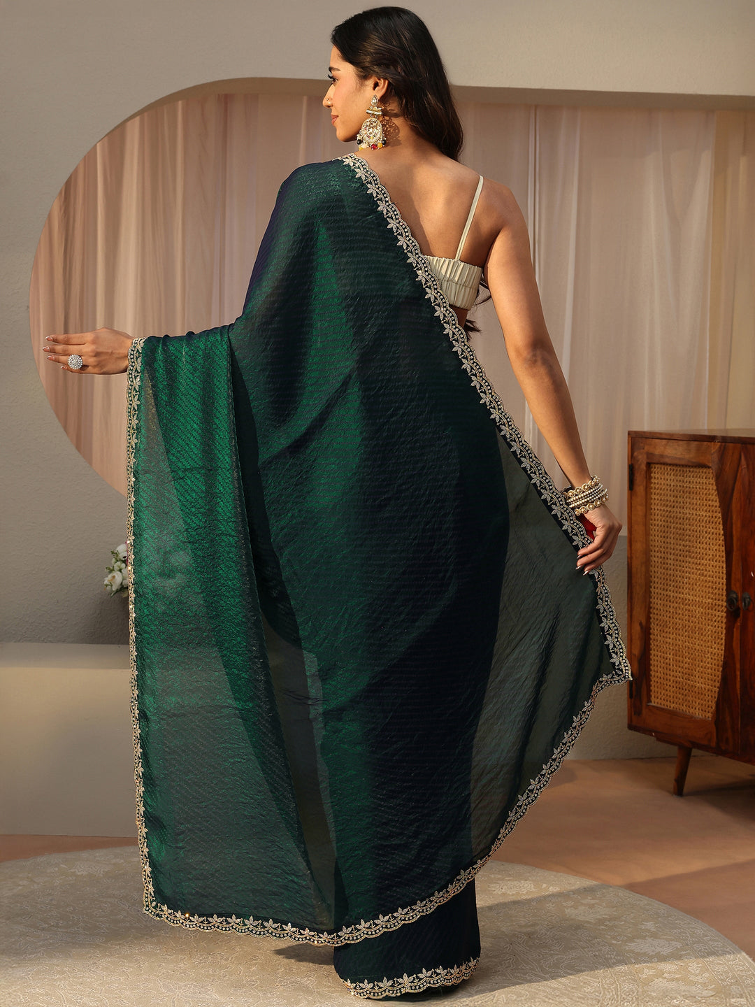  Green Printed Tissue Saree 