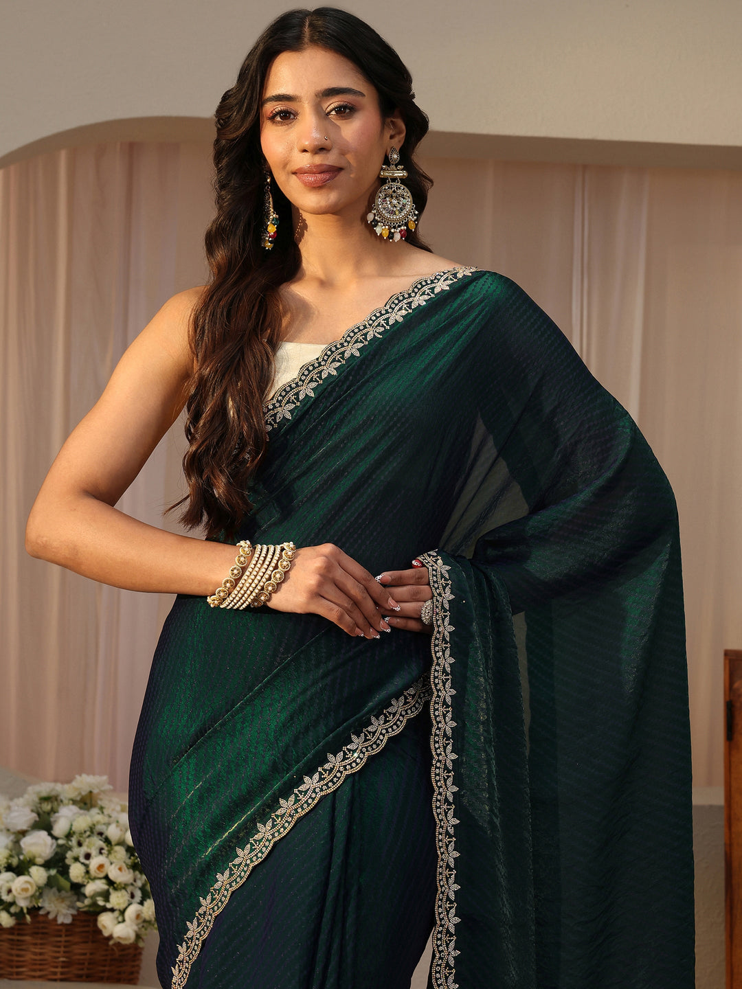  Green Printed Tissue Saree 