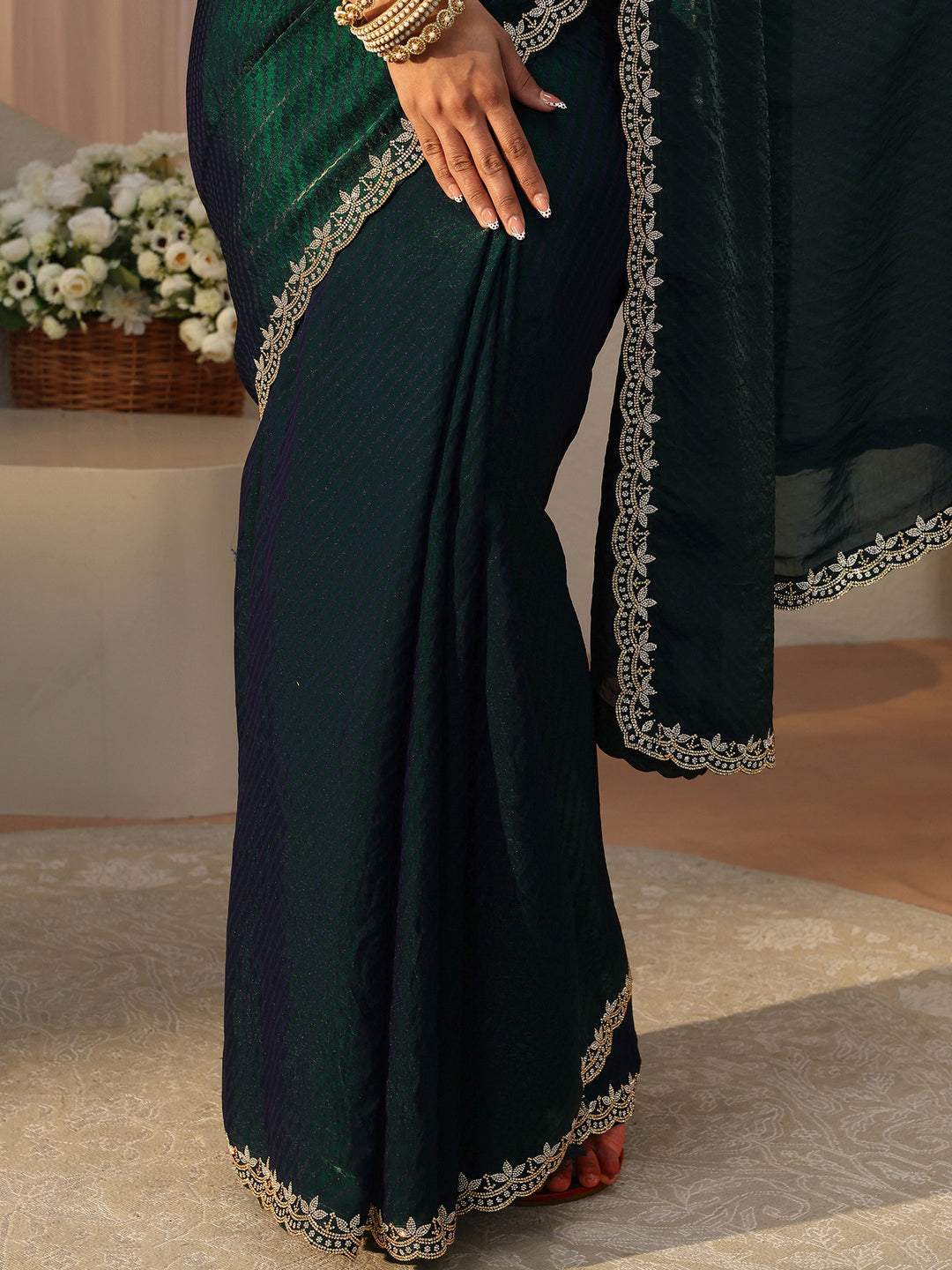  Green Printed Tissue Saree 