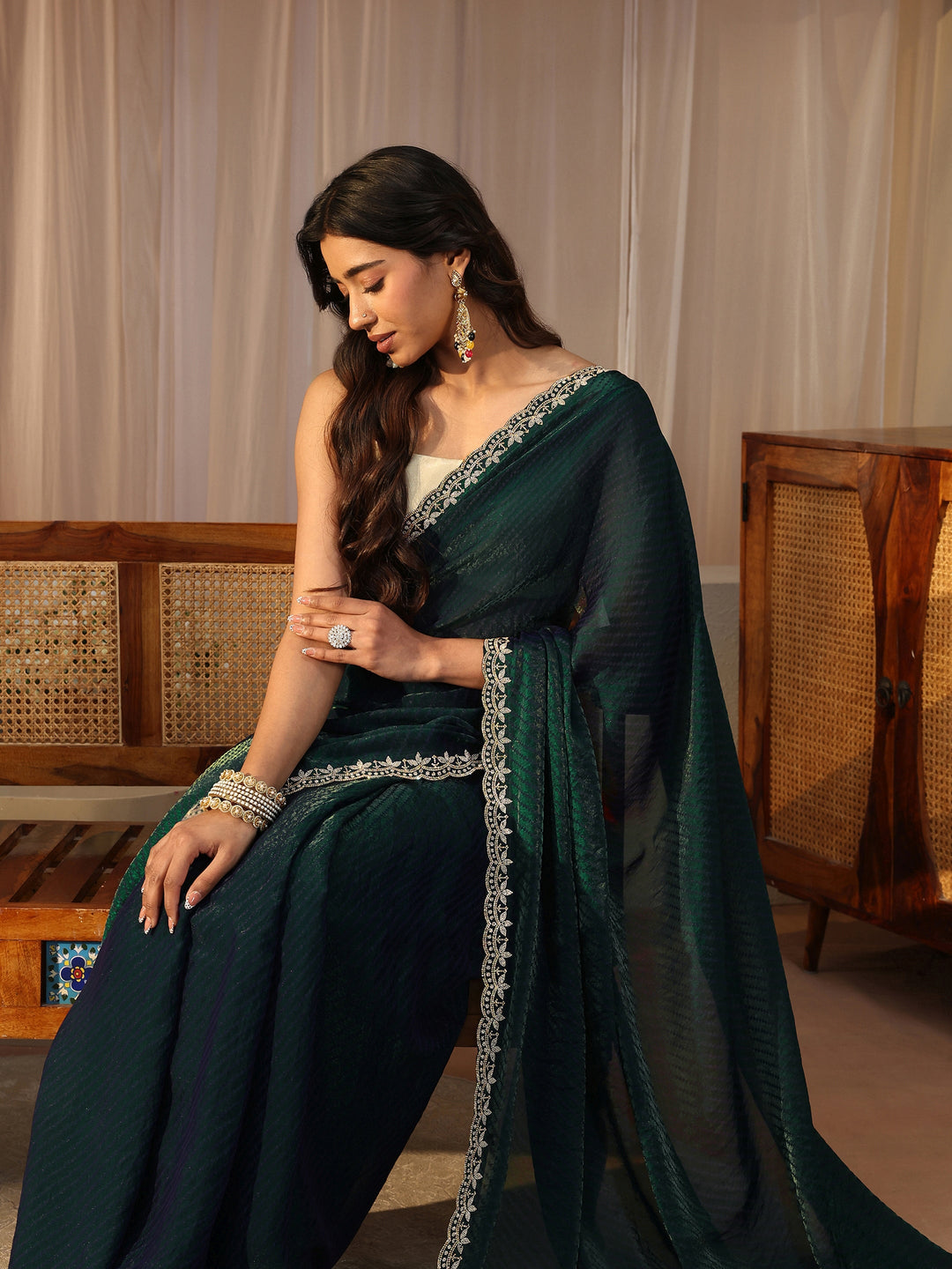  Green Printed Tissue Saree 