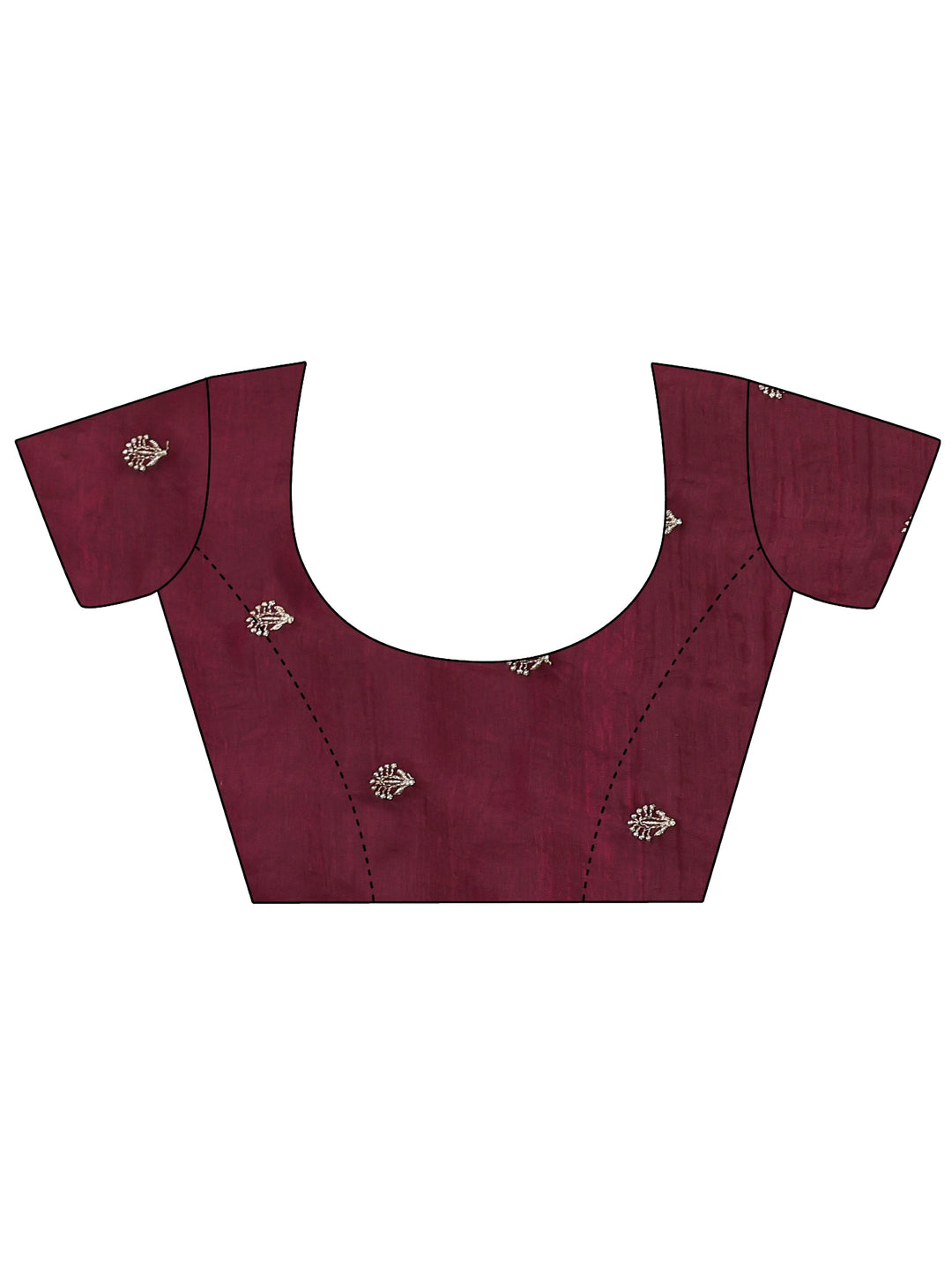  Burgundy Ethnic Embroidered Tissue Saree 