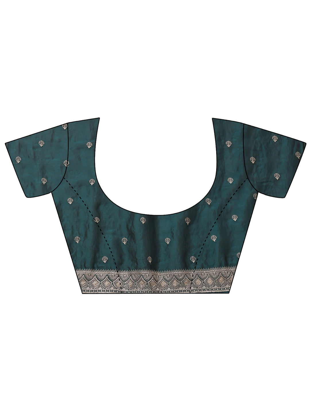  Green Ethnic Motif Embroidered Tissue Saree 