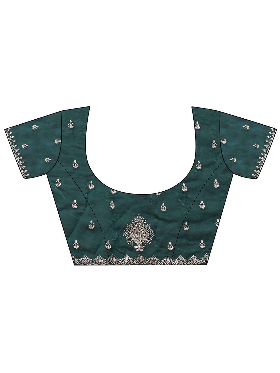  Green Floral Embroidered Tissue Saree 