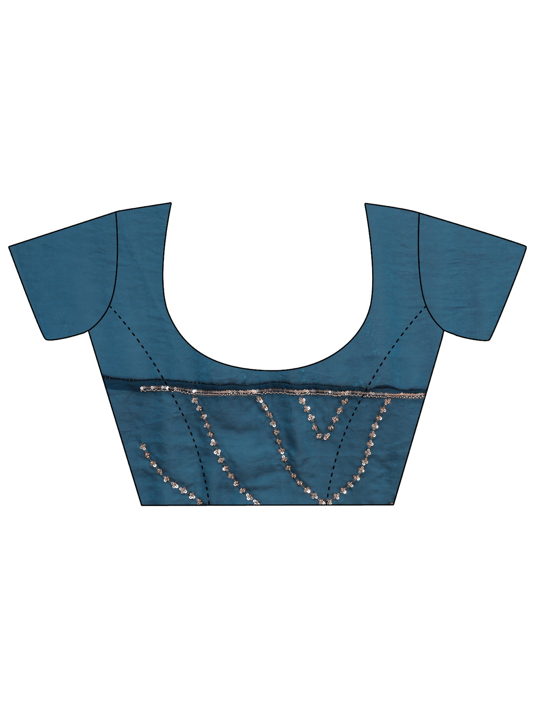  Prussian Blue Sequin Embellished Tissue Saree 