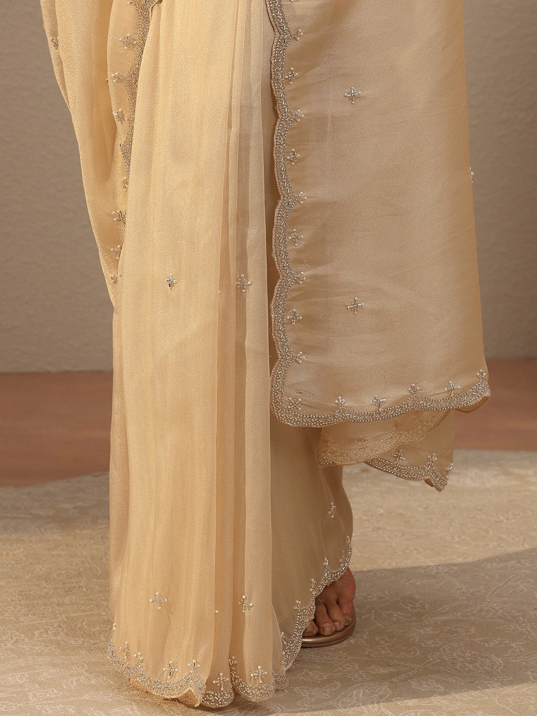  Gold Embellished Tissue Saree 