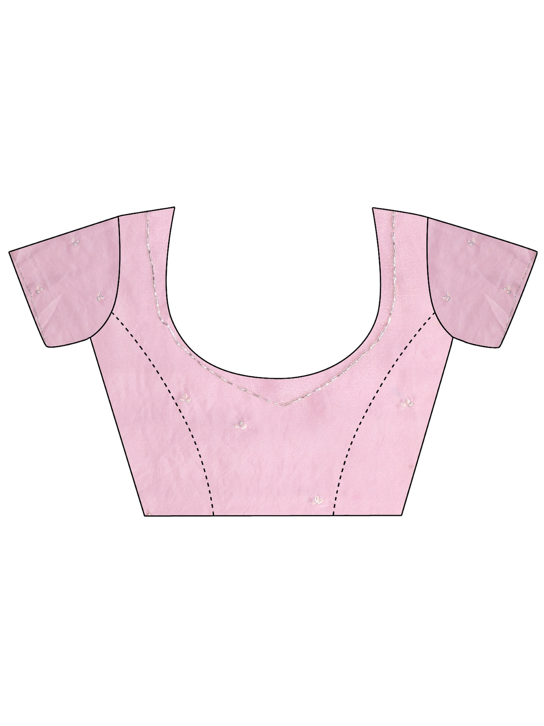  Pink Leaf Applique Tissue Saree 